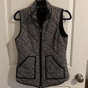 Quilted Puffer Herringbone Vest, Size Small